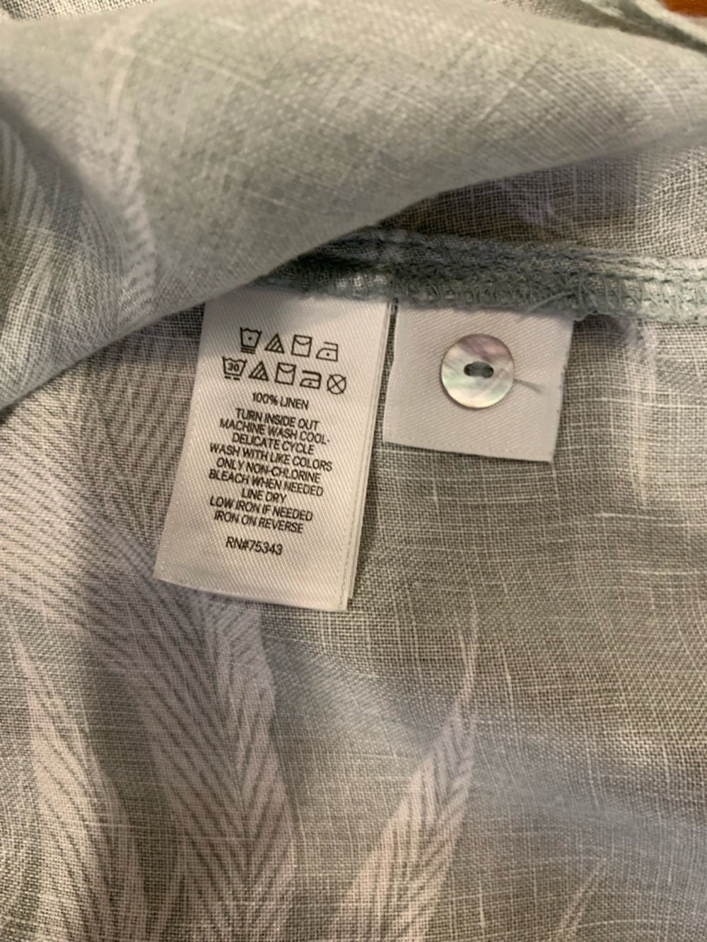 Tahari 100% Linen Sleeveless Top Women's XS Light Green Button Front Botanical - Picture 4 of 7